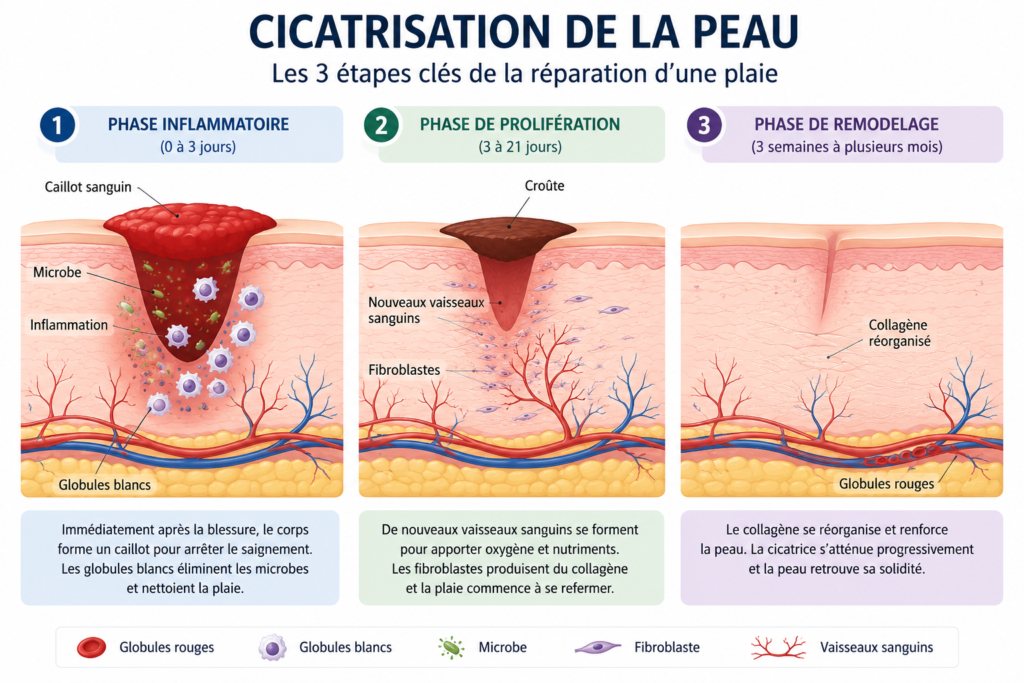 étapes de la cicatrisation
